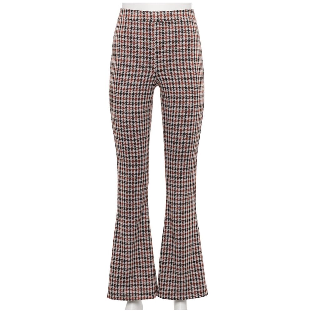 NWT SO Pull On Flare Leg High Rise Pants Brown & Black Juniors Size XS